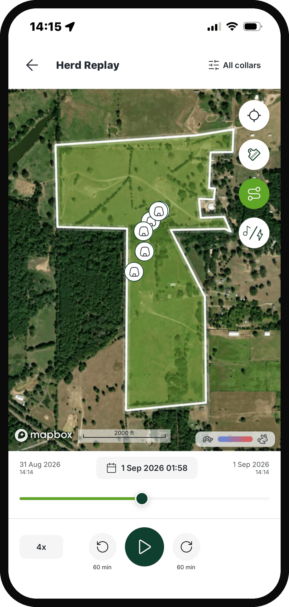 1. Nofence App - Herd Replay farm overview